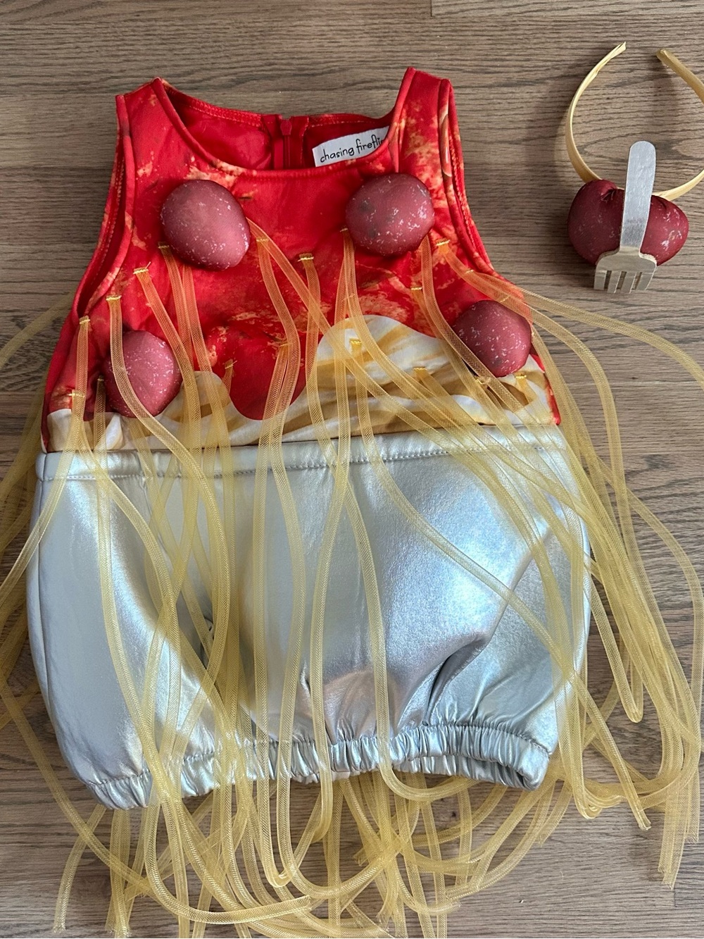 Chasing Fireflies Kids Red & Silver Spaghetti & Meatballs Costume